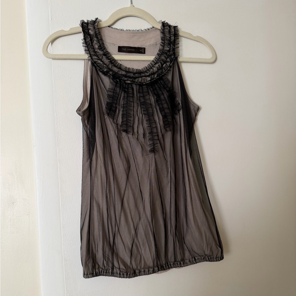 The Limited Black Sheer Ruffle Blouse